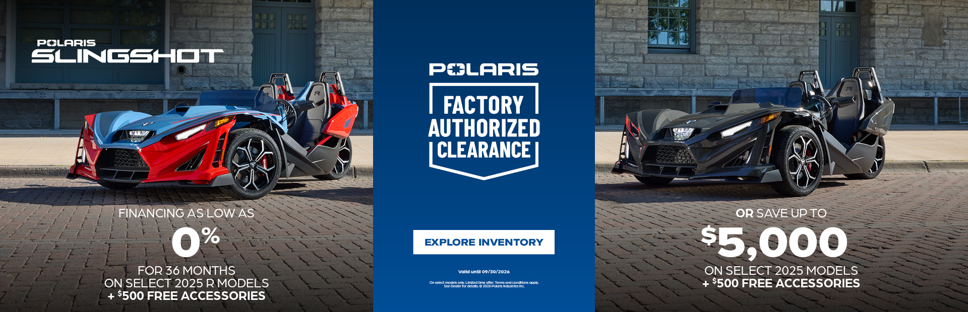 $5,000 Customer Cash OR Financing Offer on Select 2025 Slingshot R Models